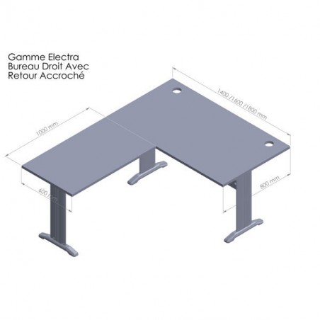 Bureau d'angle avec retour accroché - Gamme Cube- Gosto