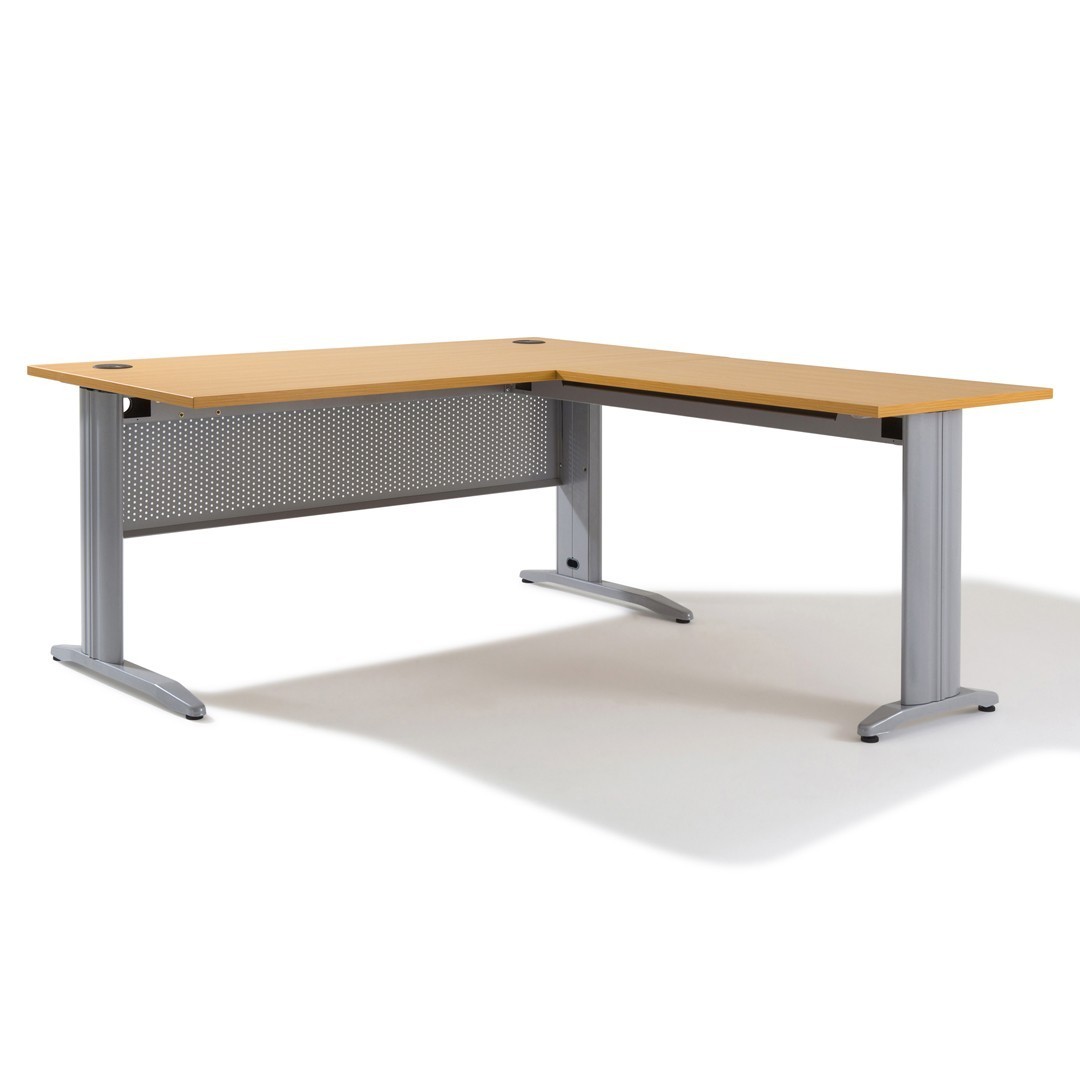 Bureau d'angle blanc 180x80 cm Let's Work - Bureau avec caison ou non