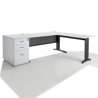 Bureau d'angle avec retour- caisson bois - Gosto