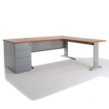 Bureau d'angle Electra + retour + caisson Métal HB 80 cm