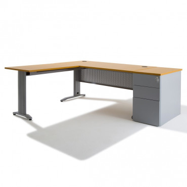 Bureau d'angle avec caisson compact MADERA