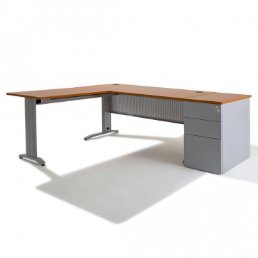 Bureau d'angle ELECTRA WIST + retour + caisson Métal HB 80 cm