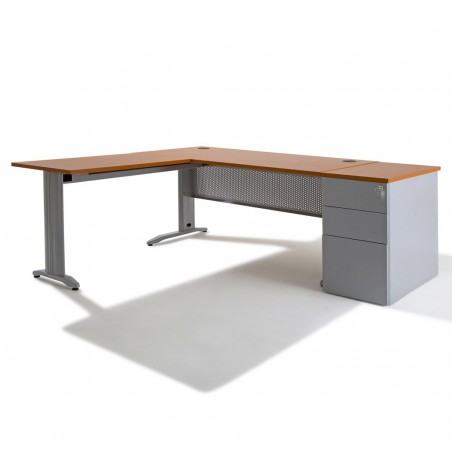 Bureau d'angle ELECTRA WIST + retour + caisson Métal HB 80 cm