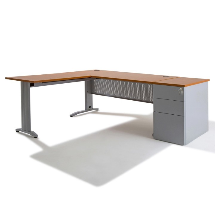 Bureau d'angle avec rangement - caisson métallique - Gosto