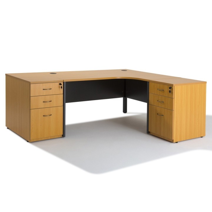Bureau d'angle et 2 caissons Bureau - gamme panneau - Gosto