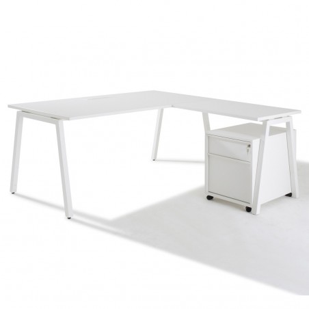 Bureau d'angle avec retour accroché et caisson Gamme Pure-Gosto