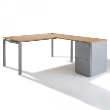 Bureau d'angle pure avec retour caisson porteur en métal