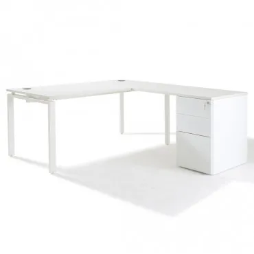 Bureau d'angle contemporain avec rangement chêne/grpahite Isaya