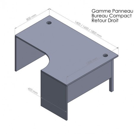 Bureau d'angle avec retour accroché - Gamme Cube- Gosto