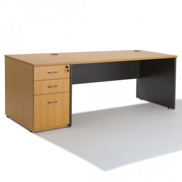 Bureau Droit Panneaux + caisson HB Bois 80 cm