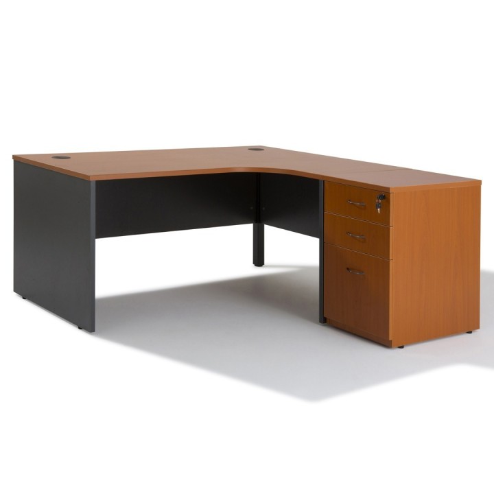 Bureau d'angle avec rangement Bois Caisson- Gosto