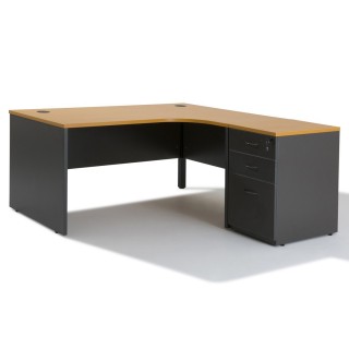 Bureau d'angle professionnel compact et caisson Gosto