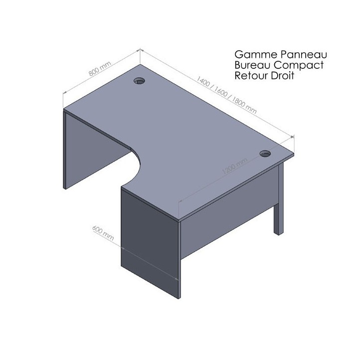 Bureau professionnel d'angle Panneau caisson bois panneau - Gosto