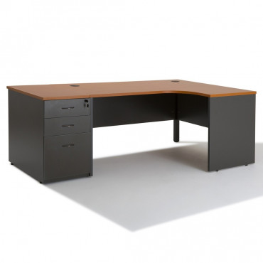 Bureau d'angle compact PANNEAUX WIST + caisson gris HB Bois 80 cm