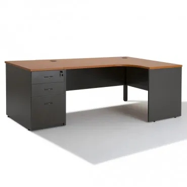 Bureau d'angle compact PANNEAUX WIST + caisson gris HB Bois 80 cm
