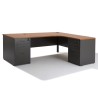 Bureau d'angle compact PANNEAUX WIST + caisson HB Gris Bois 80 cm et 60 cm