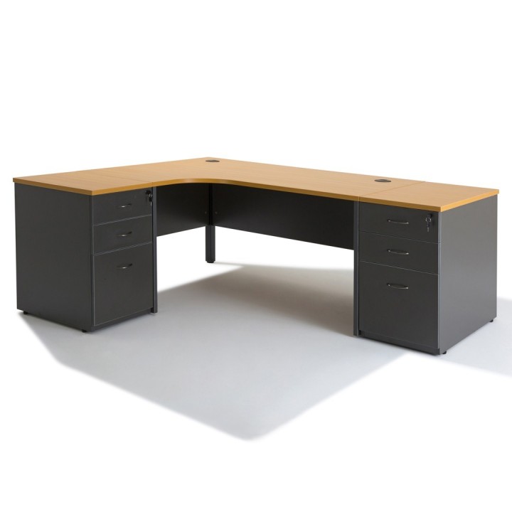 Bureau d'angle avec caisson hauteur Bureau - Gosto