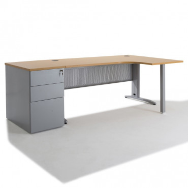 Bureau d'angle compact Electra + caisson HB Métal 80 cm