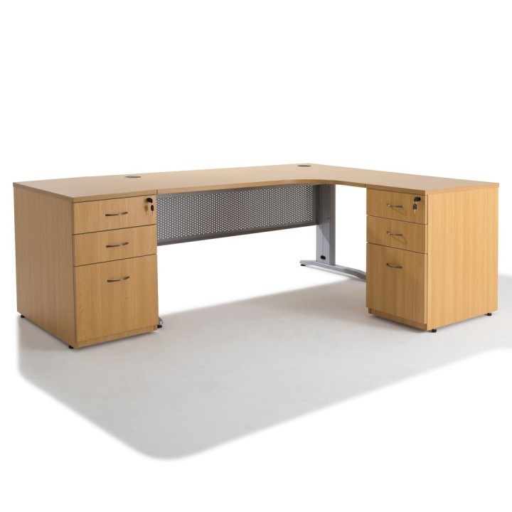 Bureau d'angle Electra avec 2 caissons Bois - Gosto