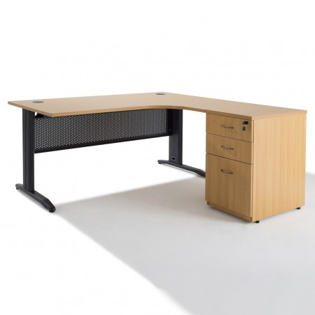 Bureau d'angle compact Electra + caisson HB Bois 60 cm