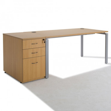 Bureau Droit PURE + caisson HB bois 80 cm