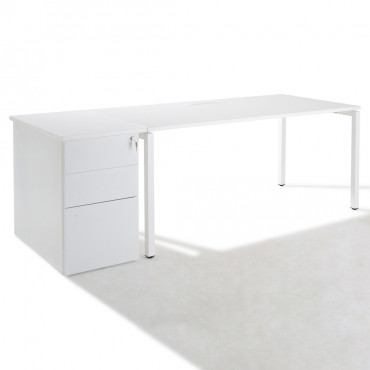 Bureau d'angle avec retour accroché et caisson Gamme Pure-Gosto