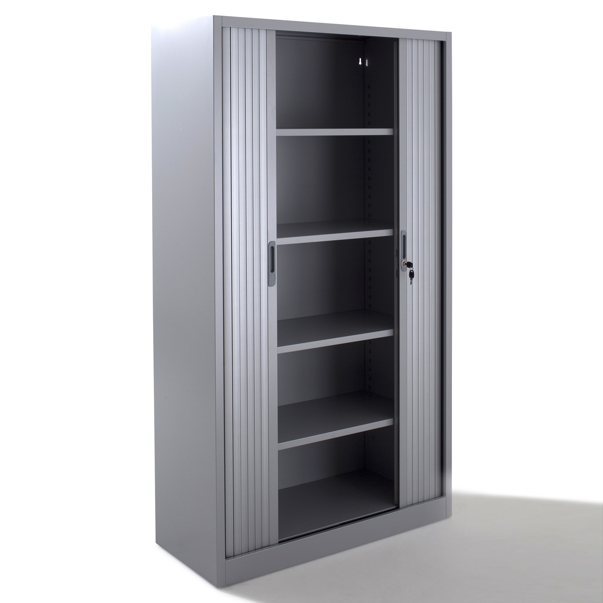 Armoire haute à rideaux - L120 x H198 x P43 cm - 4 tablettes