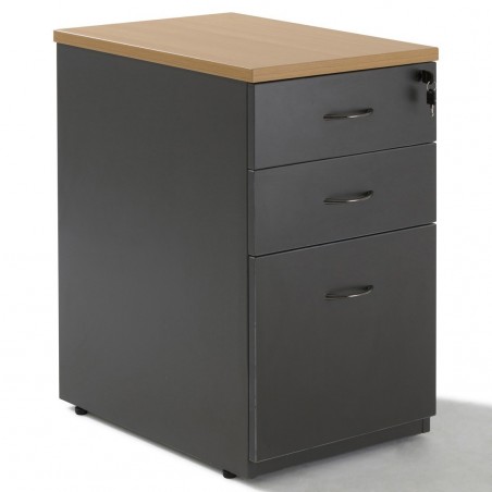 Caisson hauteur bureau bois Wist Gris 2T+1DS