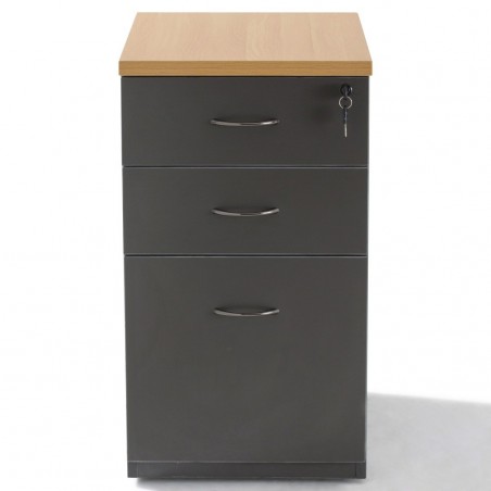 Caisson hauteur bureau bois Wist Gris 2T+1DS