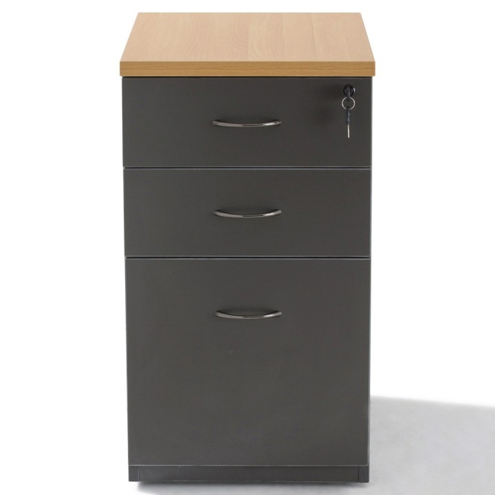 Caisson hauteur bureau bois 2 tiroirs, Prof. 60cm - Gosto