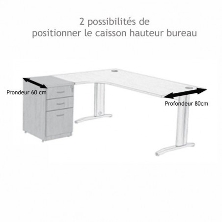 Caisson hauteur de bureau bois Altys sur