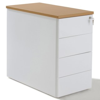 Caisson hauteur bureau metal alu, 2T + 1DS, Prof 60 cm - Gosto