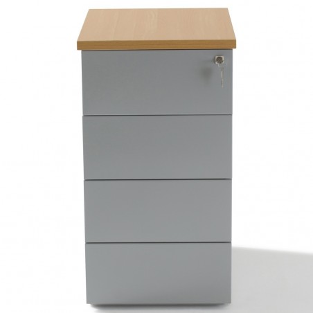 Caisson hauteur bureau metal alu, 2T + 1DS, Prof 60 cm - Gosto