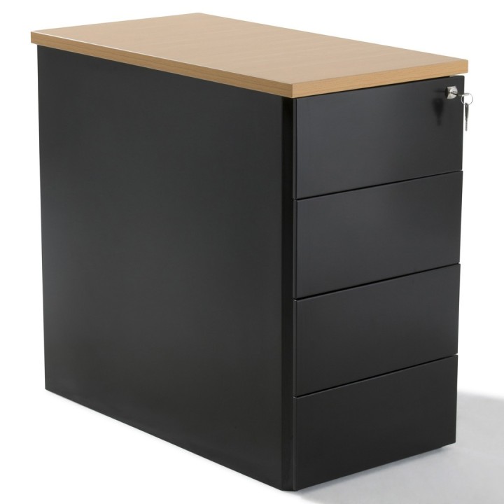 Caisson hauteur bureau metal alu, 2T + 1DS, Prof 60 cm - Gosto