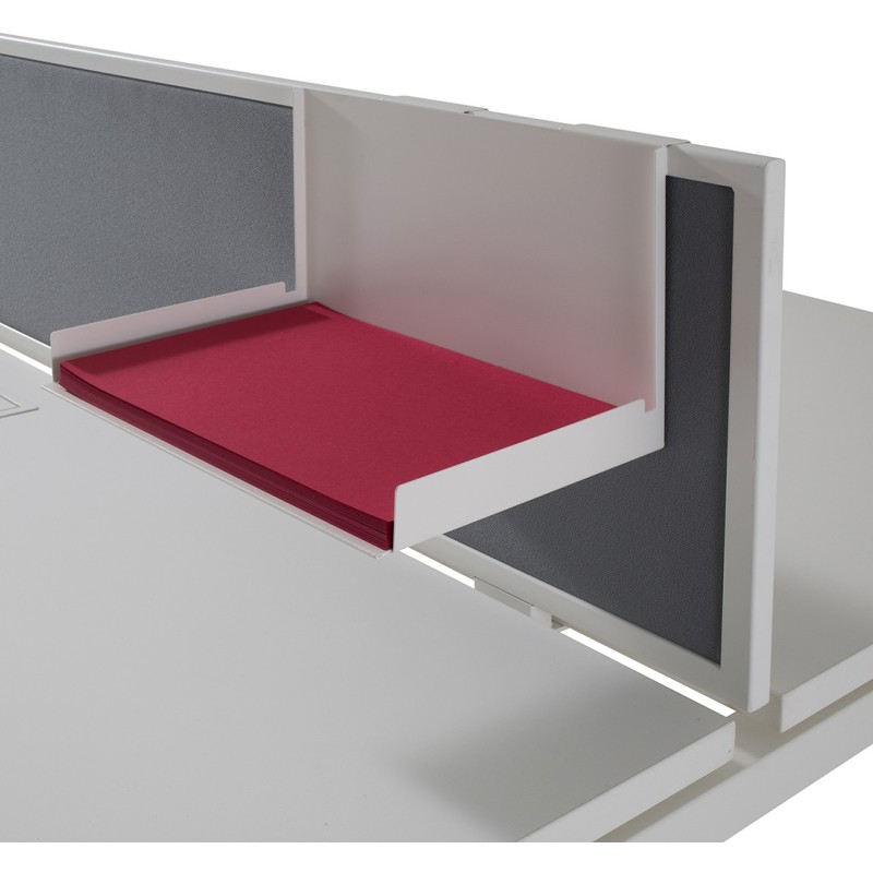 Support feuille A4 métallique blanc pour cloison de bureau