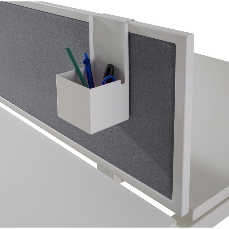 Porte-crayon métallique blanc pour cloison de bureau