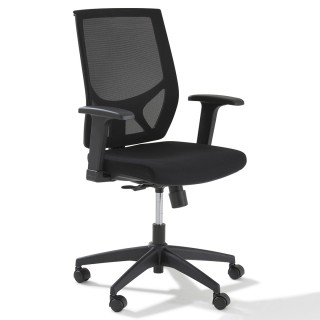 Fauteuil de bureau Rafale noir avec accoudoirs - vue de 3/4