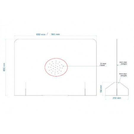 VITRE ECRAN PROTECTION PLEXIGLASS TRANSPARENT 35X45CM COMPTOIR ACCUEIL  RÃâCEPTION SEPARATION LATÃâRALE BOUCLIER HYGIAPHONE A02