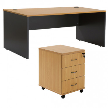 Bureau d'angle avec caisson hauteur Bureau - Gosto