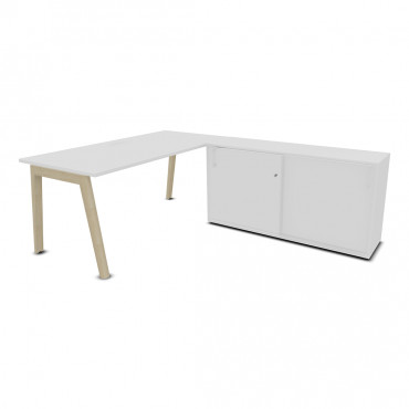 Bureau d'angle avec retour accroché et caisson Gamme Pure-Gosto