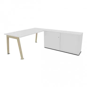 Bureau d'angle Electra avec caisson métallique 80 cm - Gosto