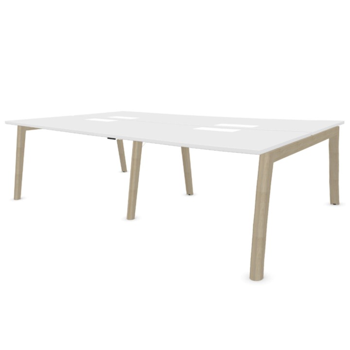 Bench de 4 bureaux pour open space - Gamme cosy wood.