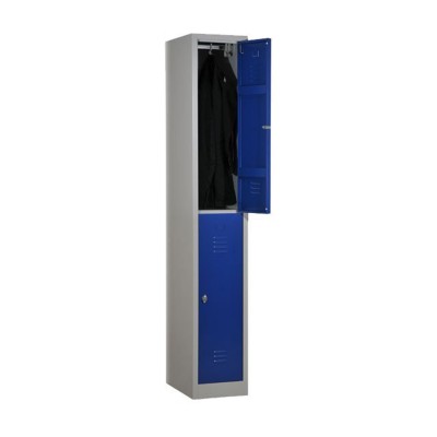 Vestiaire double bi-place monobloc 2 cases h180 porte 30 cm