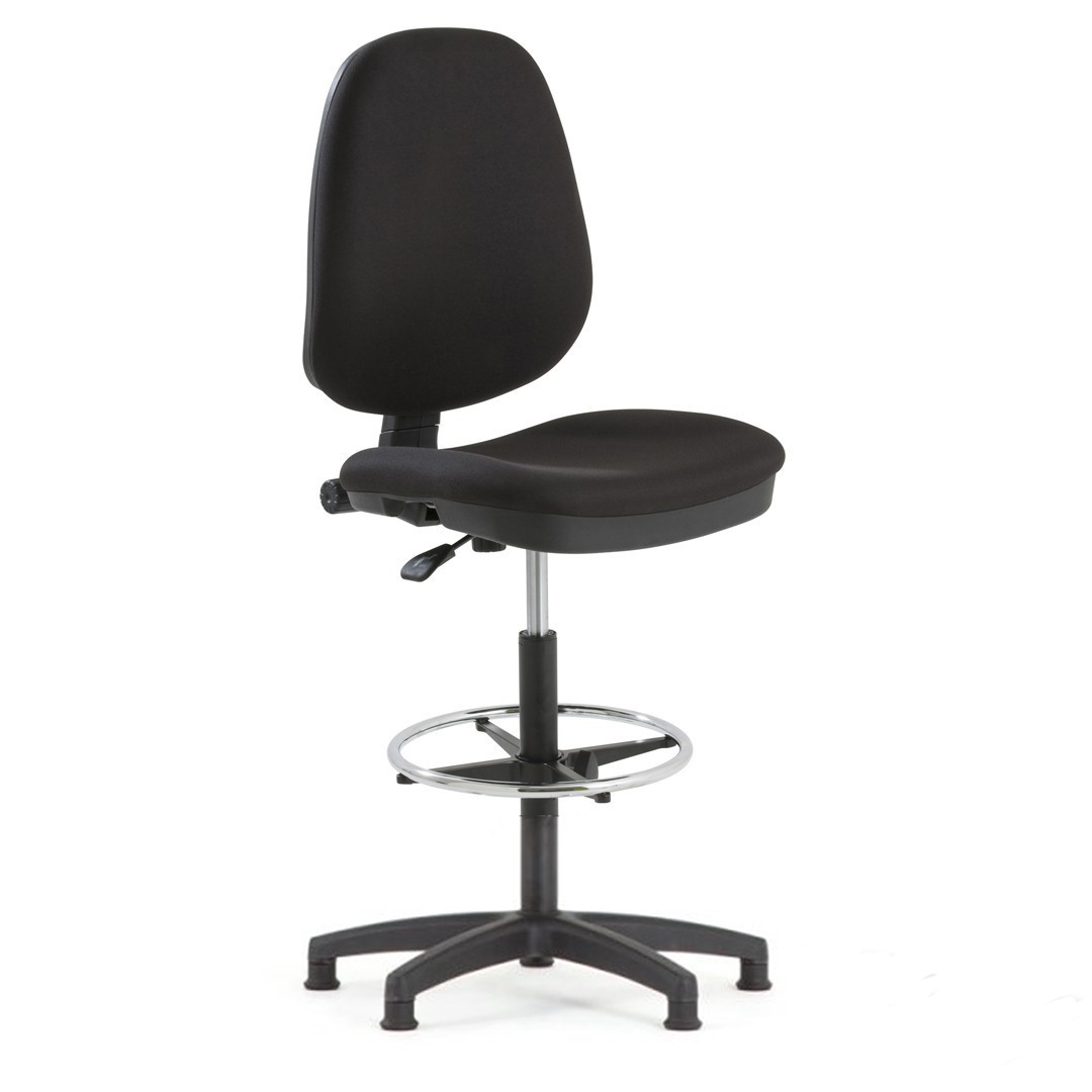 Tabouret chaise siège de bureau à roulette avec dossier noir - RETIF