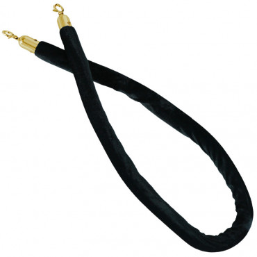 Cordon pour poteaux de guidage velours noir et attaches dorées