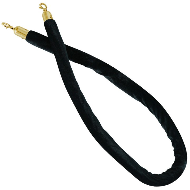 Cordon pour poteaux de guidage velours noir et attaches dorées