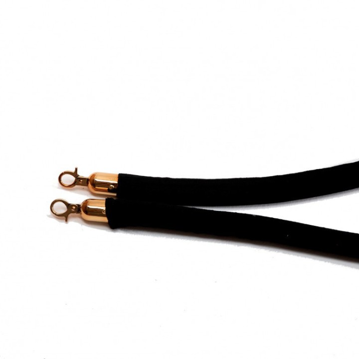 Cordon pour poteaux de guidage velours noir et attaches dorées
