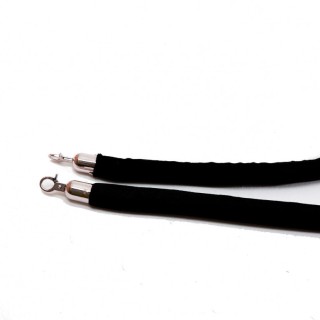 Cordon pour poteaux de guidage velours noir et attaches chromées
