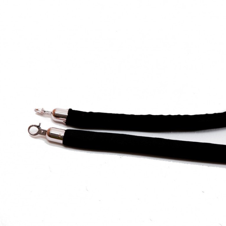 Cordon pour poteaux de guidage velours noir et attaches chromées