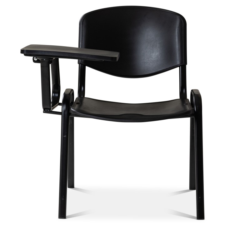 Chaise conférence avec tablette rabattable noire en polypropylene.